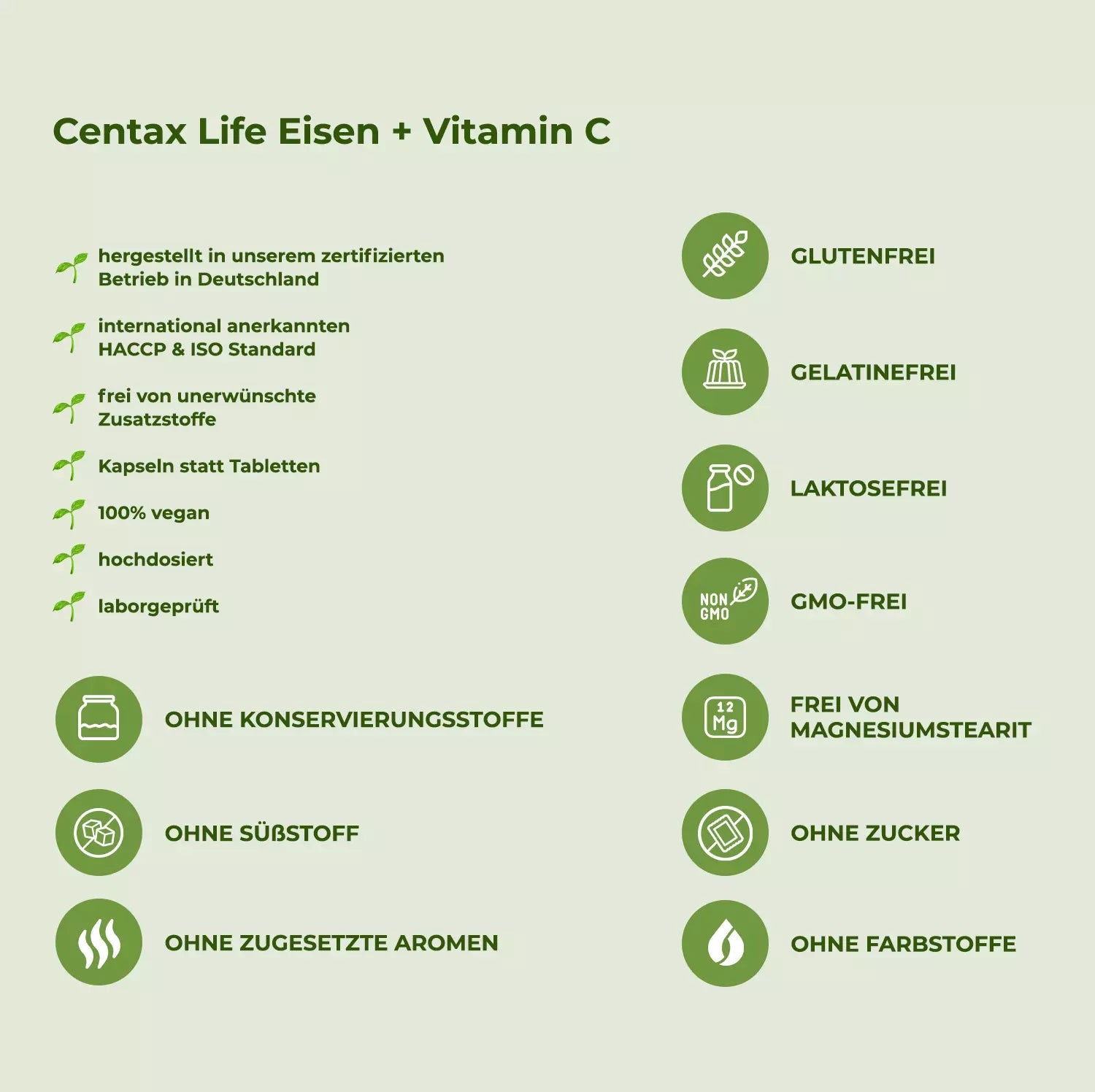 Eisen+Vitamin C (240 Vegan Tabletten) - Centax Life